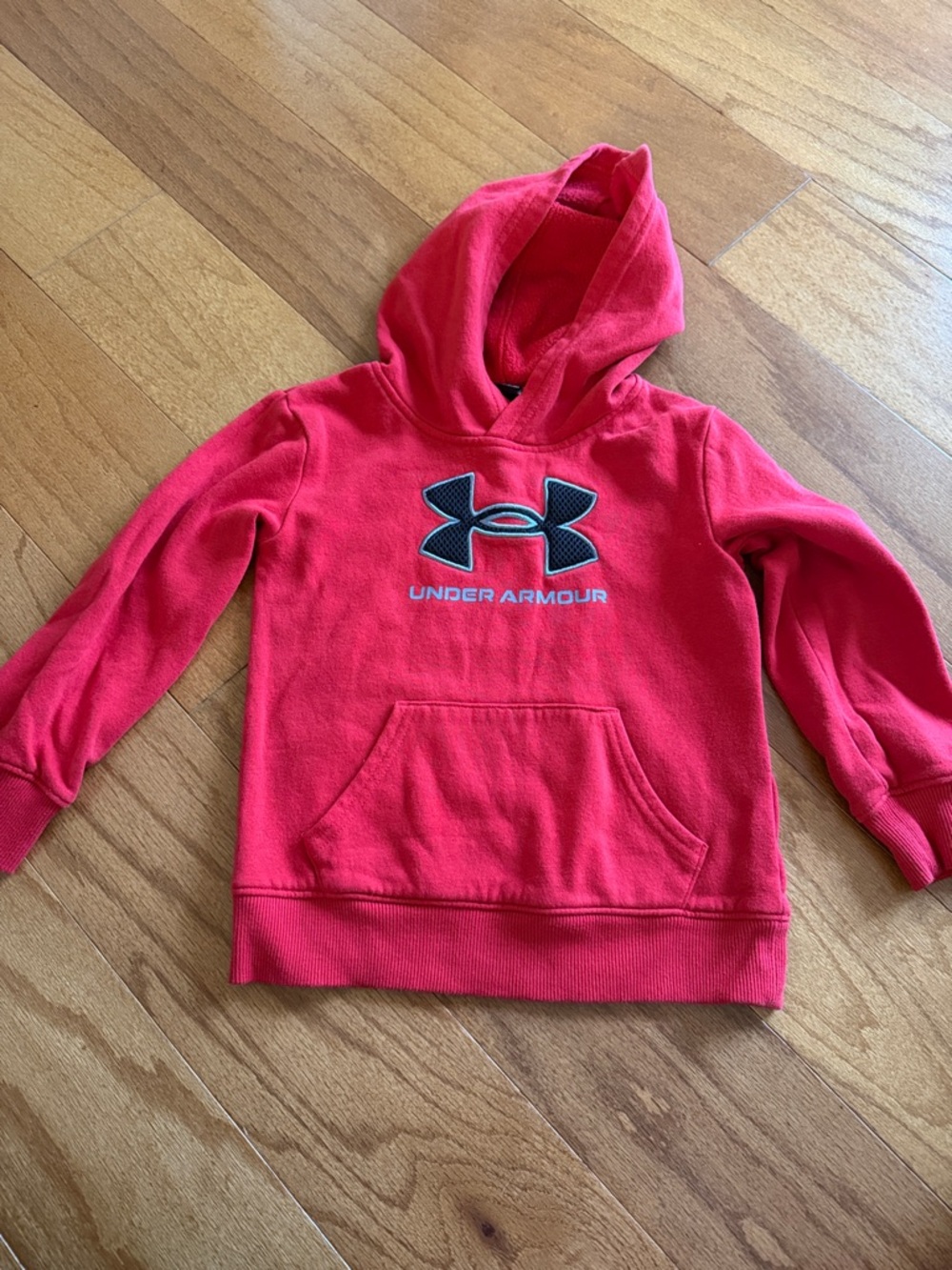 Under Armour Kids Red Pullover Hoodie with Black Logo